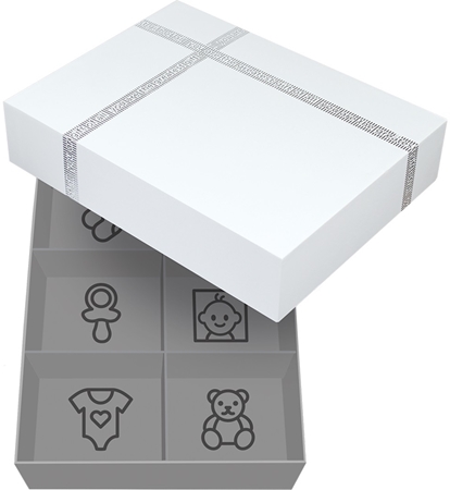 Dooky Luxury Memory Box Ornament Kit set para la huella del bebé