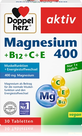 Doppelherz Magnesium 400 + B12 + C + E Tabletten trägt zur normalen Funktion des Nervensystems bei