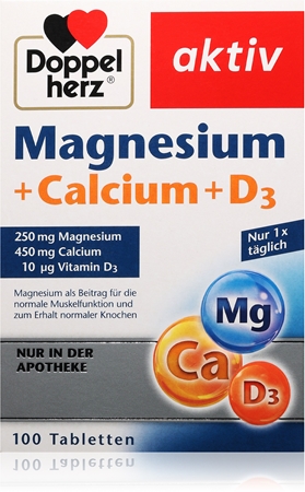 Doppelherz Aktiv Magnesium + Calcium + D3 Tabletten für die normale Funktion des Immunsystems, gesunde Knochen und Muskelaktivität