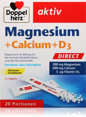 Doppelherz Aktiv Magnesium + Calcium + D3 Säckchen für die normale Funktion des Immunsystems, gesunde Knochen und Muskelaktivität