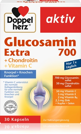 Doppelherz Glucosamin Extra 700 + Chondroitin + Vitamin C Kapseln für eine gesunde Knorpel- und Knochenfunktion