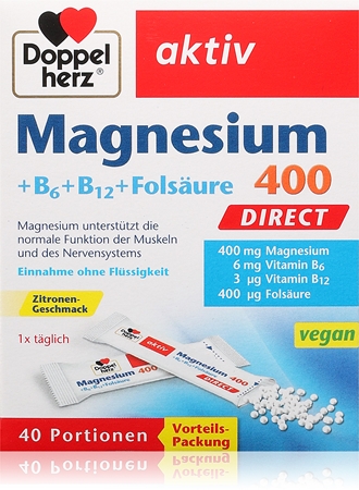 Doppelherz Aktiv Magnesium 400 Beutel trägt zur normalen Funktion des Nervensystems bei