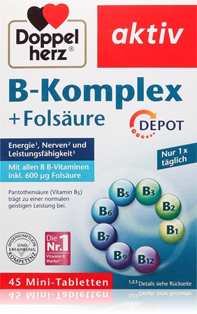 Doppelherz Aktiv B-Komplex+Folsäure Tabletten trägt zur normalen Funktion des Nervensystems bei