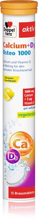 Doppelherz Calcium 1000 + D3 Osteo Brausetabletten für gesunde Knochen und Zähne