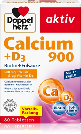 Doppelherz Calcium 900 + D3 Tabletten zur Unterstützung der Knochen-, Gelenks- und Zahngesundheit