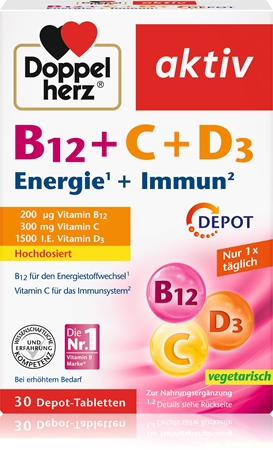 Doppelherz B12 + C + D3 Tabletten zur Unterstützung des Immunsystems