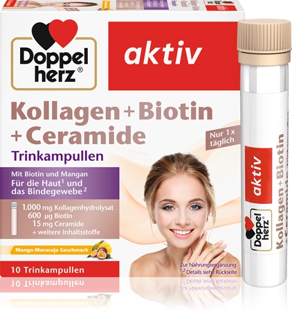 Doppelherz Kollagen + Biotin + Ceramide Ampullen für gesunde Haut und Haare