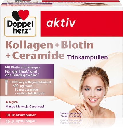 Doppelherz Kollagen + Biotin + Ceramide Ampullen für gesunde Haut und Haare