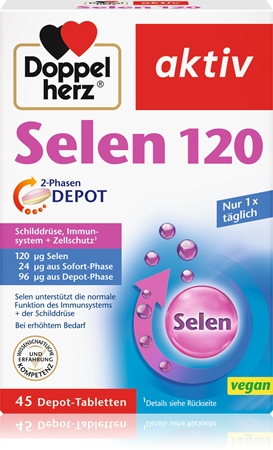 Doppelherz Selen 120 2 Phasen Depot Tabletten zur Unterstützung der Normalen Funktion des Organismus und einem gesunden Zustand der Haare und der Nägel