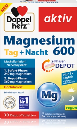 Doppelherz Magnesium Tag + Nacht 600 Tabletten trägt zur normalen Funktion des Nervensystems bei