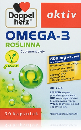 Doppelherz active Omega-3 Roślinna kapsułki do unormowania czynności układu krążenia