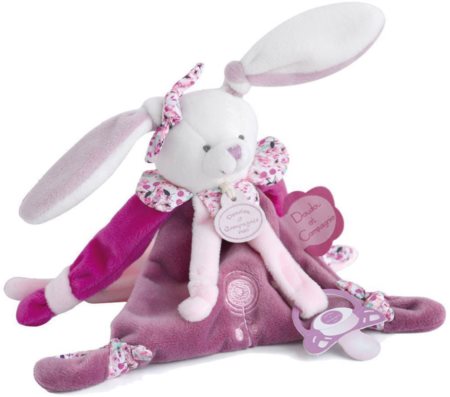Doudou Gift Set Bunny with Soother Clip giocattolo di pelouche con chiusura a scatto
