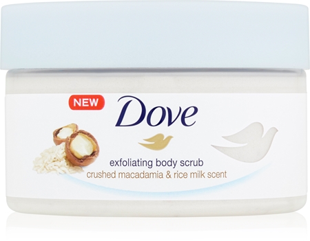 Dove Exfoliating Body Scrub Crushed Macadamia & Rice Milk Exfoliant hrănitor pentru corp