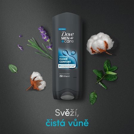 Dove Men+Care Clean Comfort sprchový gel na obličej, tělo a vlasy