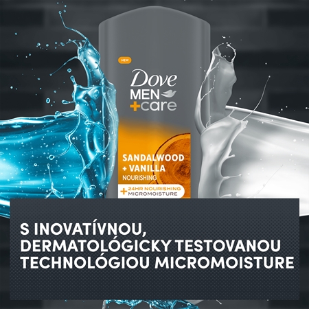 Dove Men+Care Sandalwood&Vanilla sprchový gél na tvár, telo a vlasy