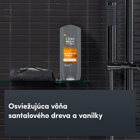 Dove Men+Care Sandalwood&Vanilla sprchový gél na tvár, telo a vlasy