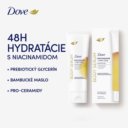 Dove Even Tone Niacinamide telové sérum pre rozjasnenie a hydratáciu