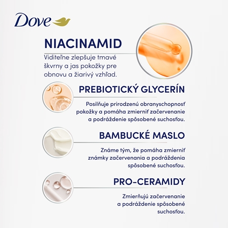 Dove Even Tone Niacinamide telové sérum pre rozjasnenie a hydratáciu