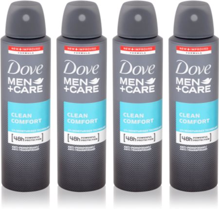 Dove Men+Care Clean Comfort Pihustatav antiprespirant 4 x 150 ml (säästupakk) meestele