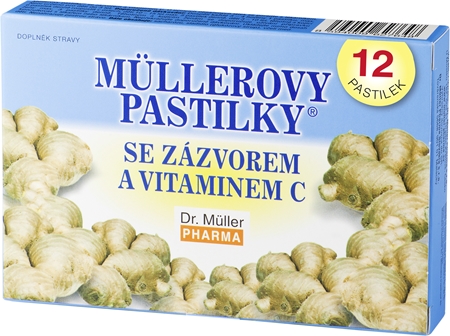 Dr. Müller Müllerovy pastilky® se zázvorem a medem doplněk stravy pro podporu imunity, snížení míry únavy a vyčerpání