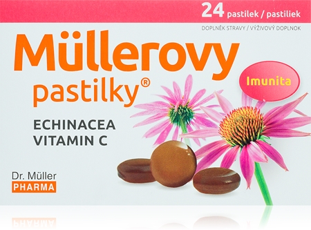 Dr. Müller Müllerovy pastilky® s echinaceou a vitaminem C pastilky pro podporu zdraví dýchacích cest
