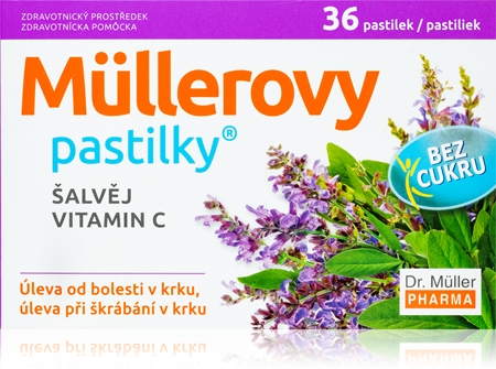 Dr. Müller Müllerovy pastilky® šalvěj, vitamin C bez cukru zdravotnický prostředek při chřipce a nachlazení