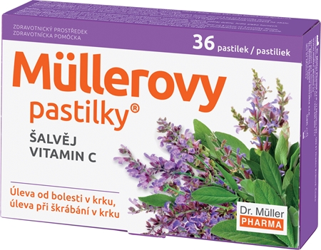 Dr. Müller Müllerovy pastilky® šalvěj a vitamin C pastilky při chřipce a nachlazení