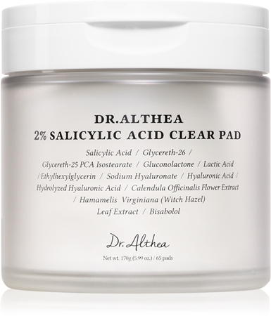 Dr. Althea 2% Salicylic Acid Clear Pad Exfoliating Cleansing Pads with salicylic acid