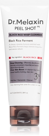 Dr. Melaxin Peel Shot Black Rice Whip Cleanser złuszczająca pianka oczyszczająca dla efektu rozjaśnienia i wygładzenia skóry