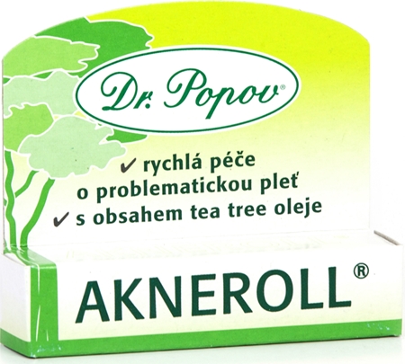 Dr. Popov Akneroll s obsahem tea tree lokální péče proti nedokonalostem aknózní pleti
