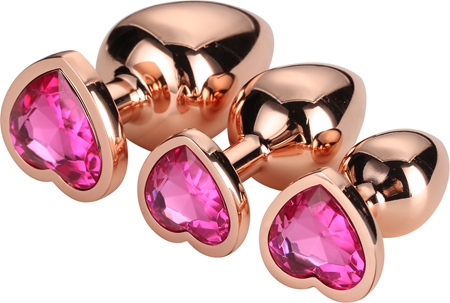 Dream Toys Gleaming Love Silver Plug Set sada análních kolíků Rose Gold Plug Set