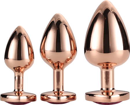 Dream Toys Gleaming Love Silver Plug Set sada análních kolíků Rose Gold Plug Set