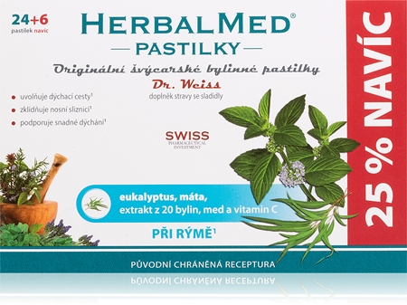 Dr.Weiss HerbalMed pastilky Eukalypt + máta + vitamin C pastilky pro podporu zdraví dýchacích cest