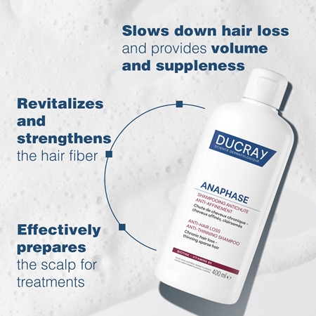 Ducray Anaphase+ Anti-Hair Loss Anti-Thinning Shampoo Tugevdav ja elavdav šampoon juuste väljalangemise raviks