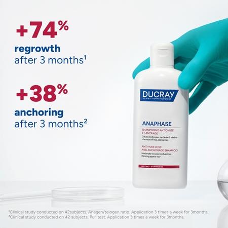 Ducray Anaphase+ Anti-Hair Loss Anti-Thinning Shampoo Nostiprinošs un uzmundrinošs šampūns matu izkrišanas ārstēšanai
