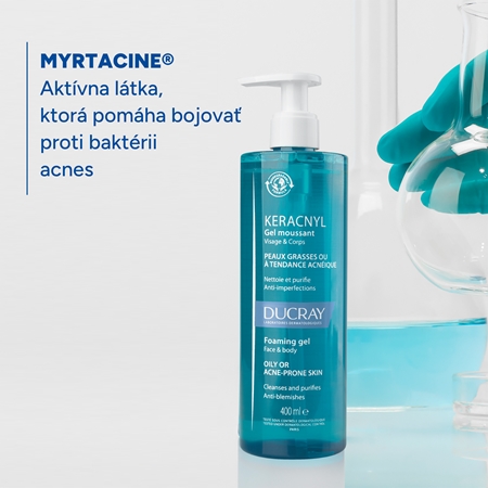 Ducray Keracnyl Foaming gel čiastiaci penivý gél pre mastnú pleť so sklonom k akné