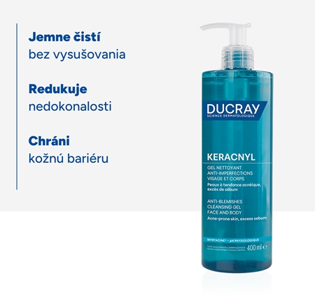 Ducray Keracnyl čistiaca voda pre mastnú a problematickú pleť