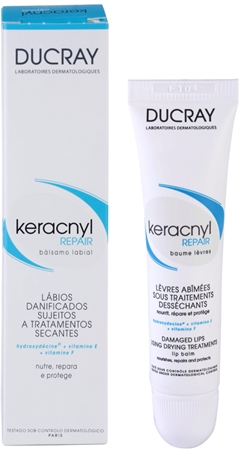 Ducray Keracnyl regenerating lip balm compatible with acne treatments