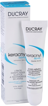 Ducray Keracnyl regenerating lip balm compatible with acne treatments
