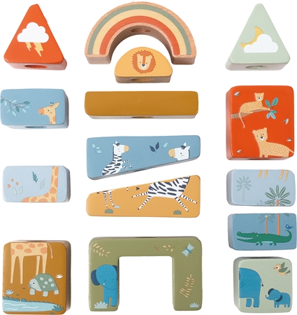 2Kids Toys Shape-Fitting Blocks Safari cubes en bois