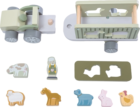 2Kids Toys Wooden Car with Animals toy set wooden
