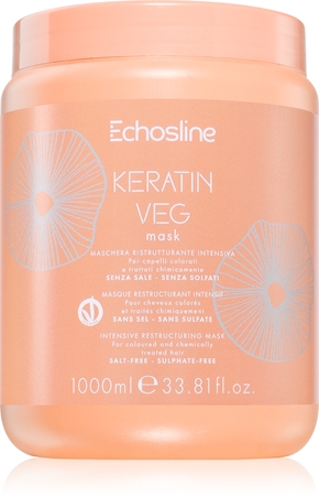 Echosline Keratin veg Mask intensive nährende Maske für trockene und poröse Haare mit Aminosäuren