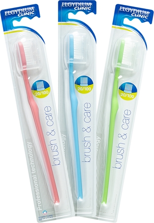 Elgydium Clinic 20/100 Brush & Care minkštas dantų šepetėlis