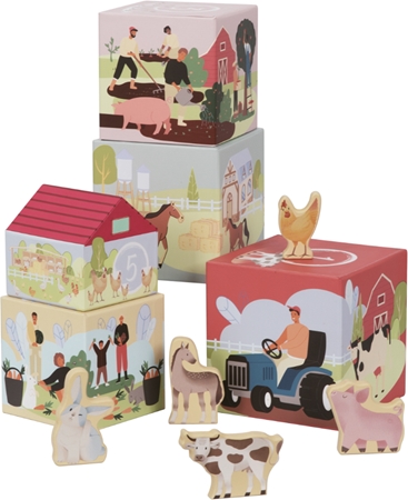 eliNeli Stacking Tower Farm Würfel für Kinder