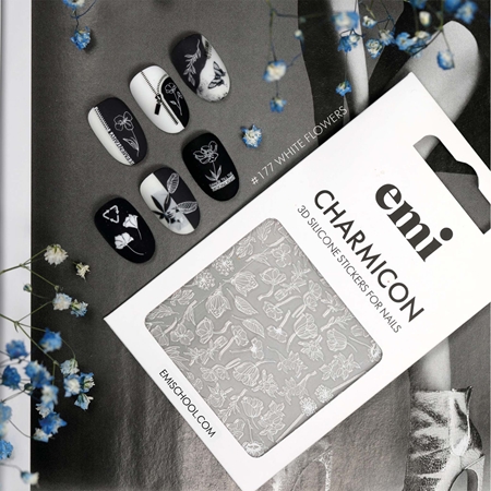 emi Charmicon White Flowers Naljepnice za nokte 3D