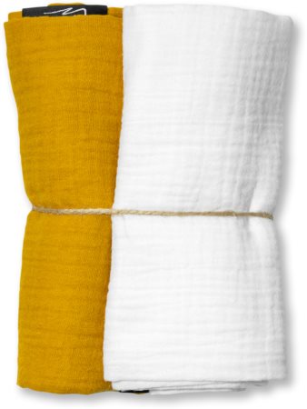Eseco Muslin Diapers White + Mustard muselinas
