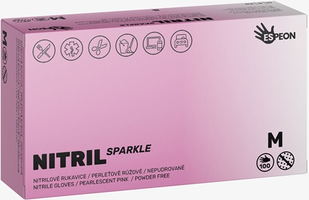 Espeon Nitril Sparkle Pearlescent Pink nitrilinės pirštinės (be pudros)