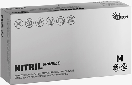 Espeon Nitril Sparkle Pearlescent Silver nitrilinės pirštinės (be pudros)