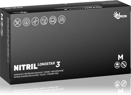 Espeon Nitril Longstar3 Black rokavice iz nitrila brez pudra