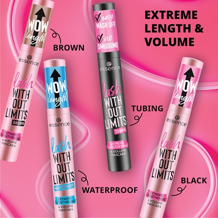 essence lash WITHOUT LIMITS TUBING μάσκαρα για όγκο και επιμήκυνση